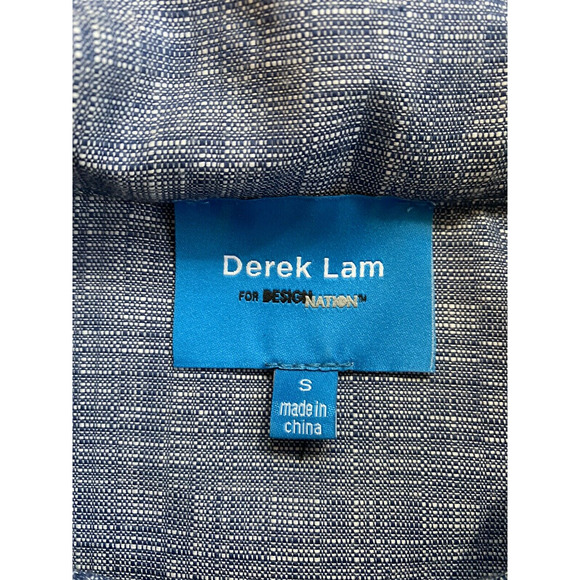 DEREK LAM jacket zip short sleeve denim High Neck Size S Hooded pockets - Picture 11 of 12